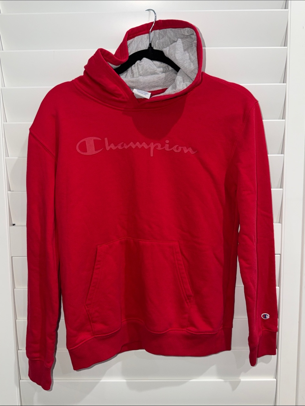 Youth Champion Red Pullover Hoodie with Subtle Logo-L